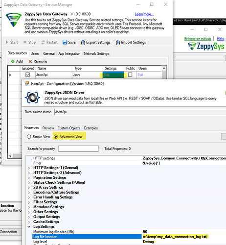 Data Source Level Log in Gateway