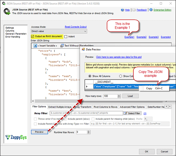 JSON source example