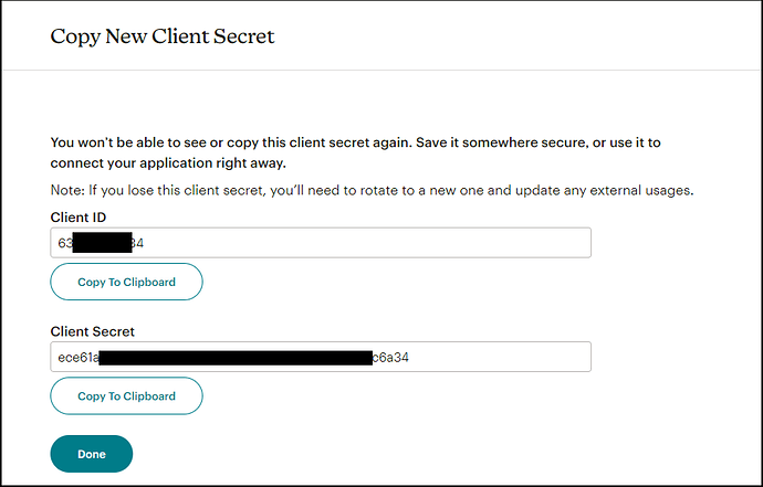 MailChimp Client keys