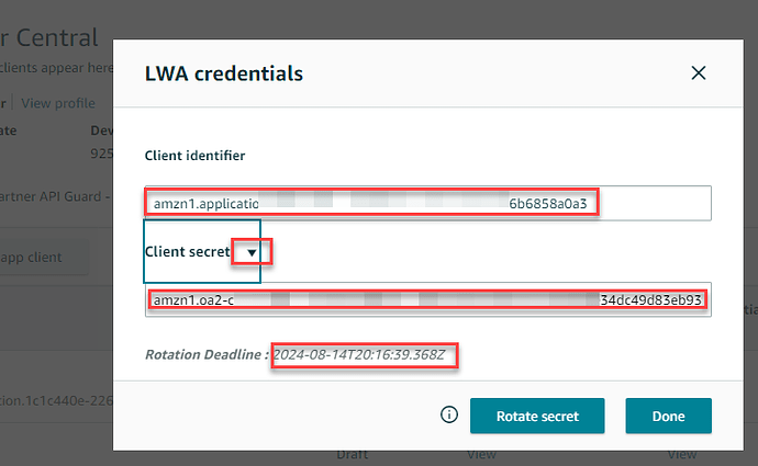 Client Secret - LWA creds