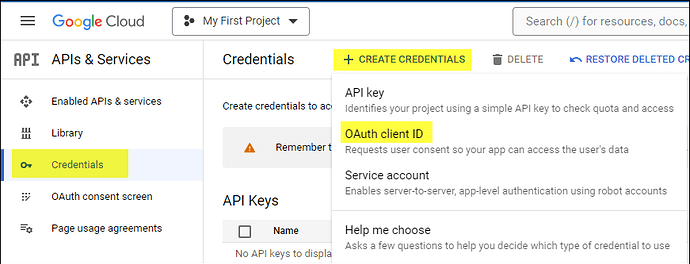 Obtain client id and secret