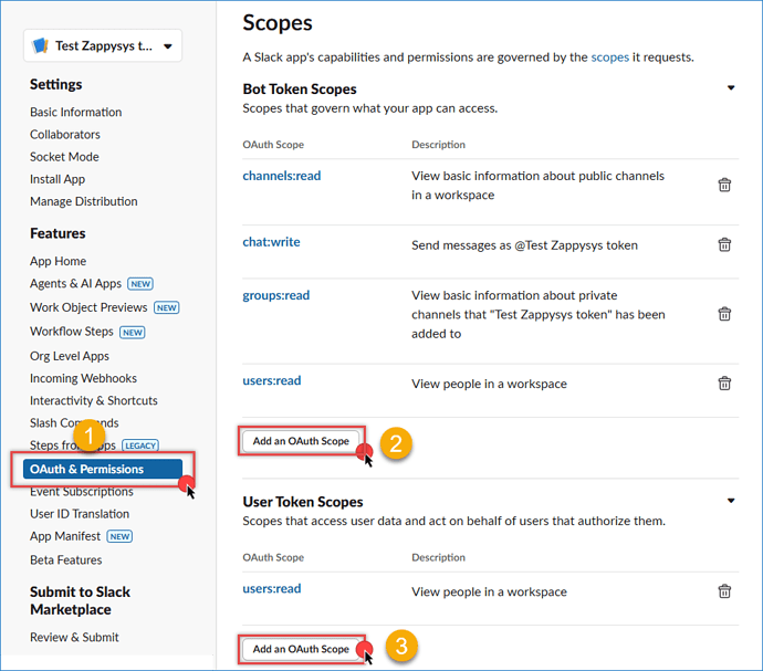 OAuth and permissions and scopes