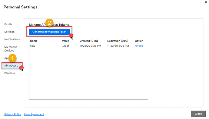 Generate new Smartsheet token