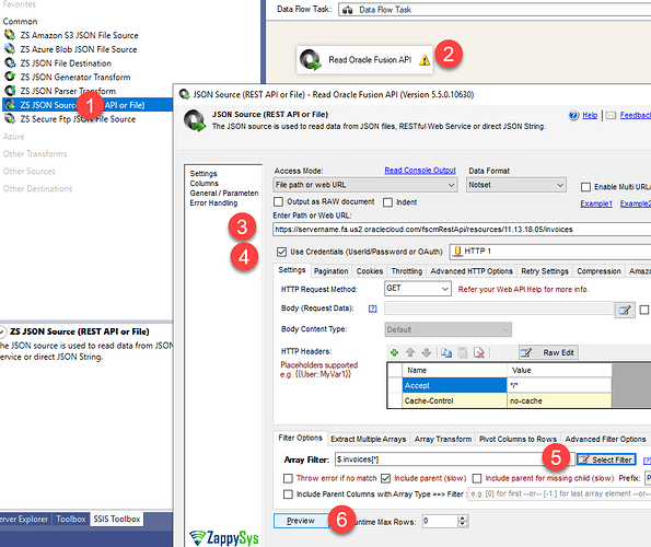 Read Oracle Fusion ERP Data in SSIS