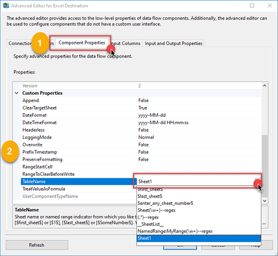Excel Destination Properties