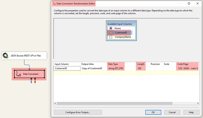 SSIS Data Conversion Transformation