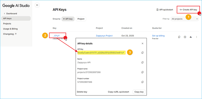 Create the API key