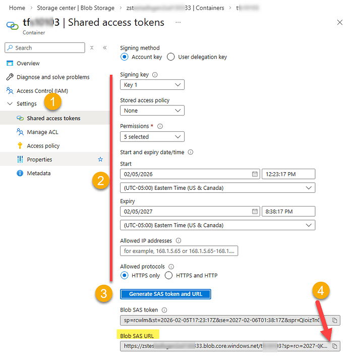 Azure Storage Account - Generate SAS Token (Container Level)