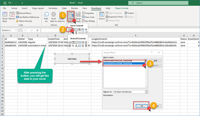 Macro button in Excel