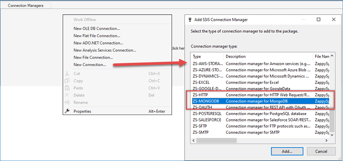 Create ZS-MongoDb Connection