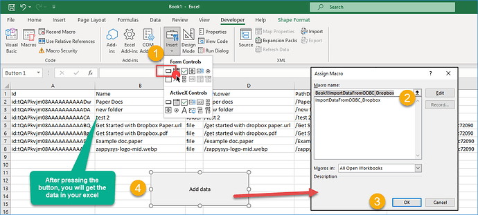 Macro button in Excel