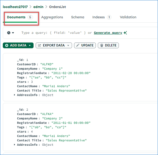 MongoDB result