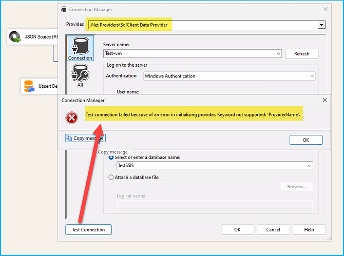 Upsert Destination - ADO.NET Connection