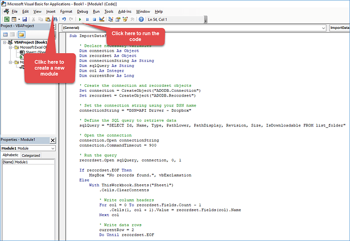 VBA editor