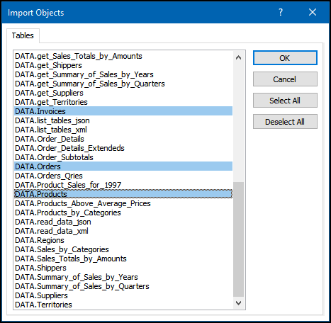 MS Access Tables