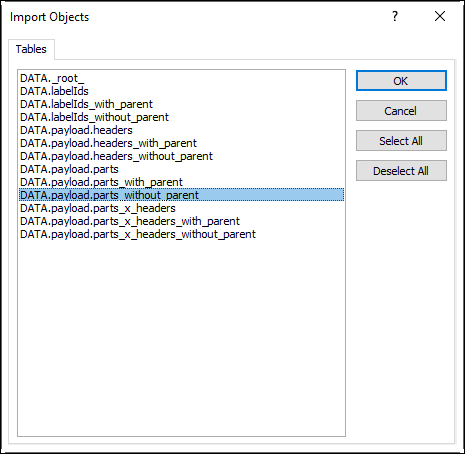 MS Access Tables