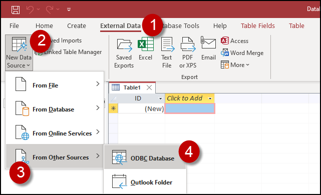 MS Access Create Database