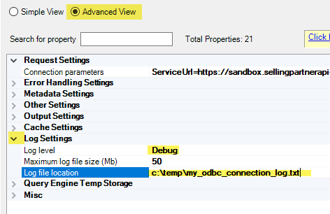 ZappySys ODBC Driver - Logging Options