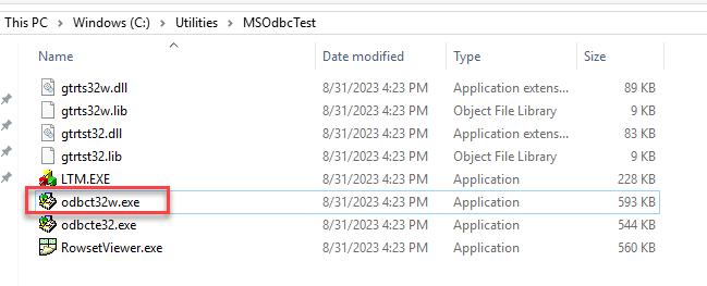 odbct32w.exe - MS ODBC Test Utility