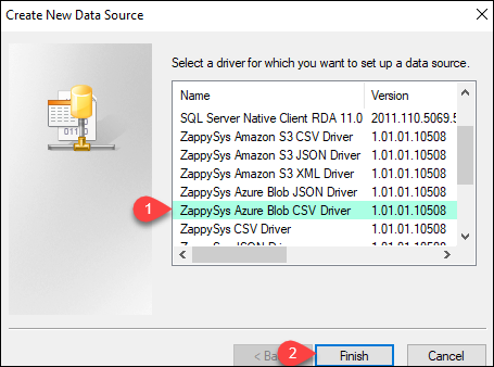 Select Azure Blob CSV driver