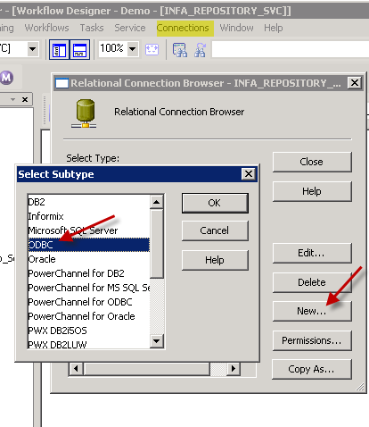 Select ODBC connection type in Informatica (Using ZappySys JSON ODBC DSN)