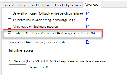 Salesforce Connection PKCE Code Verifier Option for OAuth