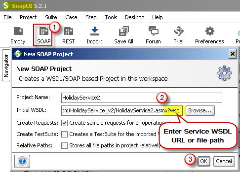 Create new SOAP API Project in SoapUI tool for SOAP API Testing