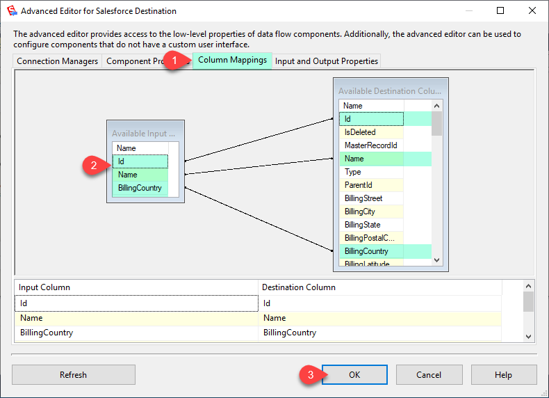 SSIS Salesforce Destination Mappings