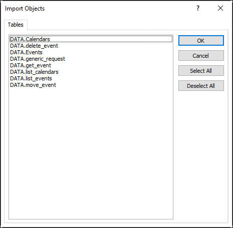 MS Access Tables