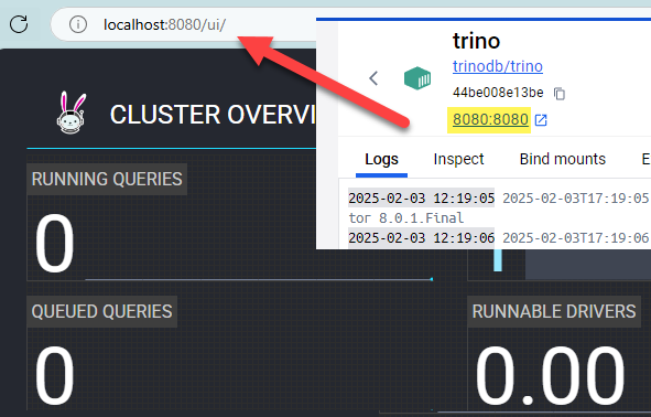 Checking Trino Instance - Cluster Status Page