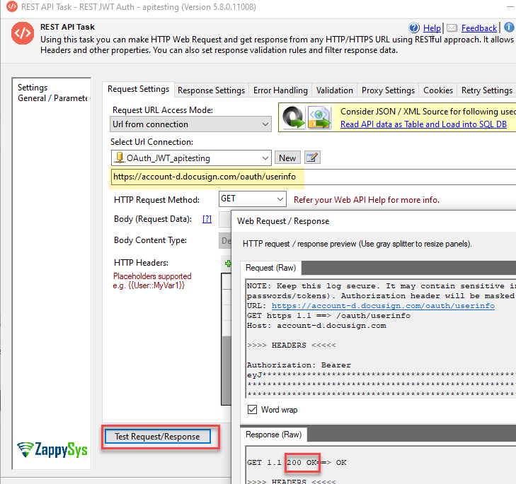 Calling DocuSign REST API in SSIS