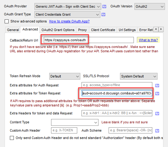 DocuSign JWT Auth - General Tab